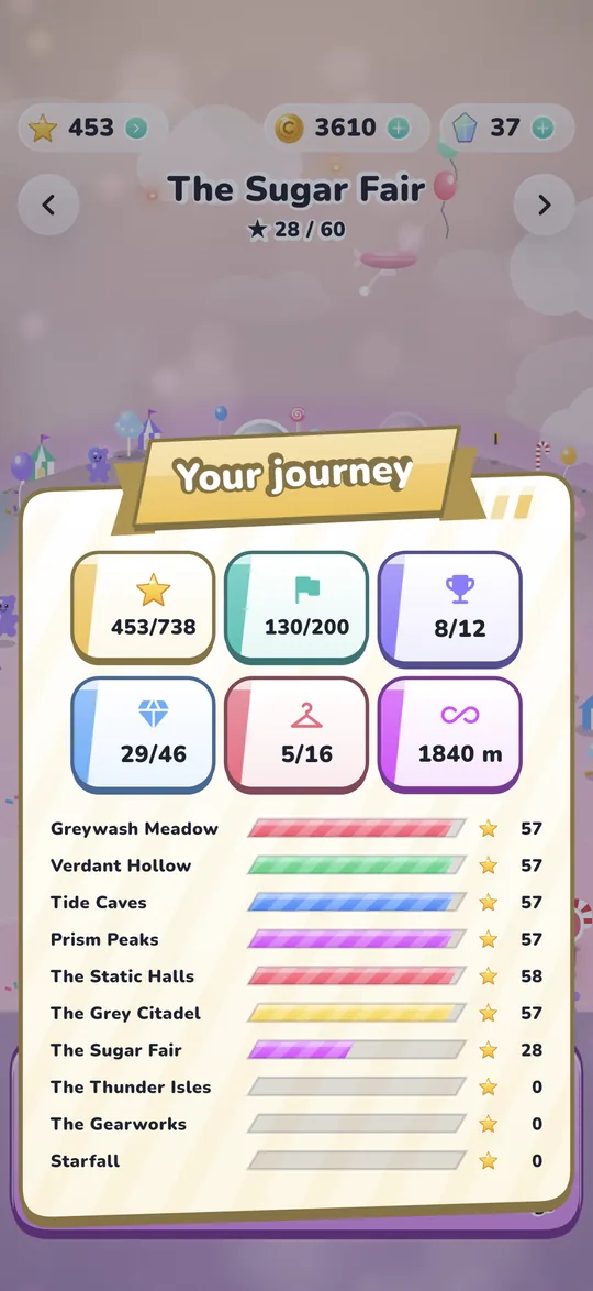 Hold On, Chromi! screenshot: Hundreds of levels